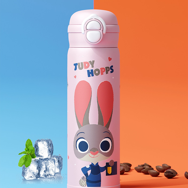 艾可思 高真空不锈钢一盖双饮保温杯 学生卡通杯500ML