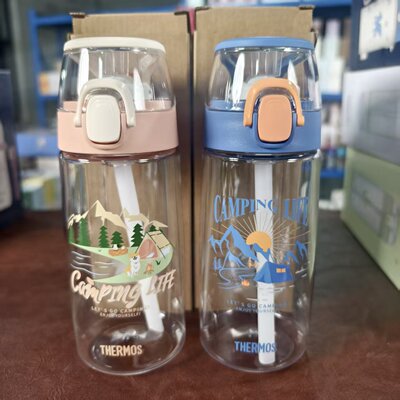 尾货清仓膳魔师露营550ML儿童大容量Tritan鸭嘴吸管提手便携水杯