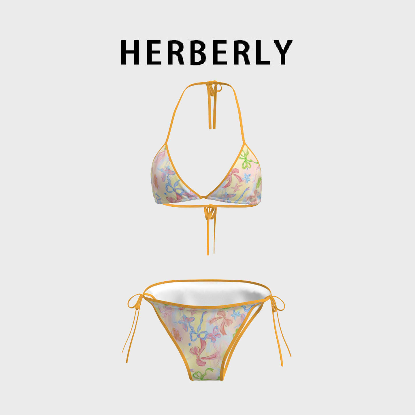 HERBERRY泳装少女纯欲性感比基尼内衣海边沙滩温泉度假分体泳衣