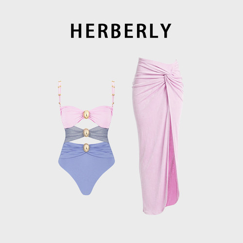 小众时尚设计露背度假连体泳衣