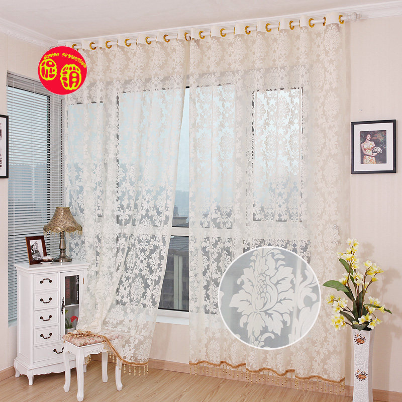 精品高档白色烂花纱帘成品特价客厅卧室定制窗帘现代简约欧式秒杀