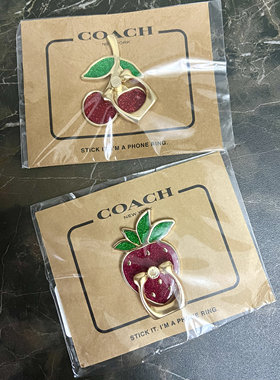 清仓特价 coach蔻驰 手机配件360度金属草莓樱桃支架指环扣现货
