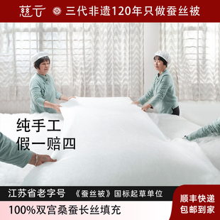 慈云经典臻品100%双宫茧桑蚕长丝蚕丝被芯加厚秋冬被二合一子母被