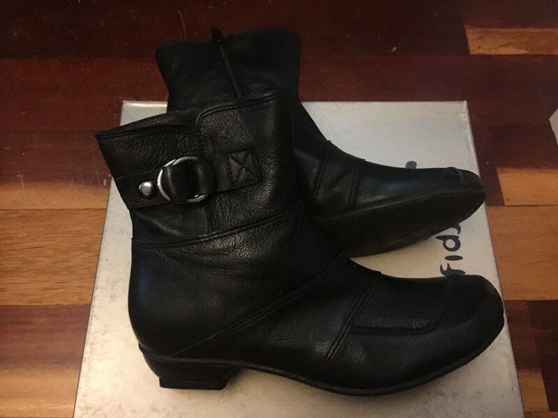 现货正品 美国 Fidji 高帮女鞋牛皮黑色拉链短靴短靴葡萄牙产