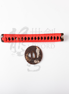 龙泉世剑刀剑配件高档镶金镀银刀镡26cm丝绳手柄套装日本装具通用