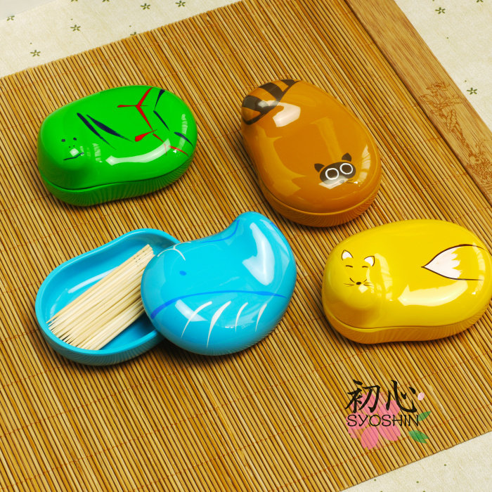 日本京都漆器 超可爱幸运动物 蚕豆形牙签盒/棉签盒 5种可选