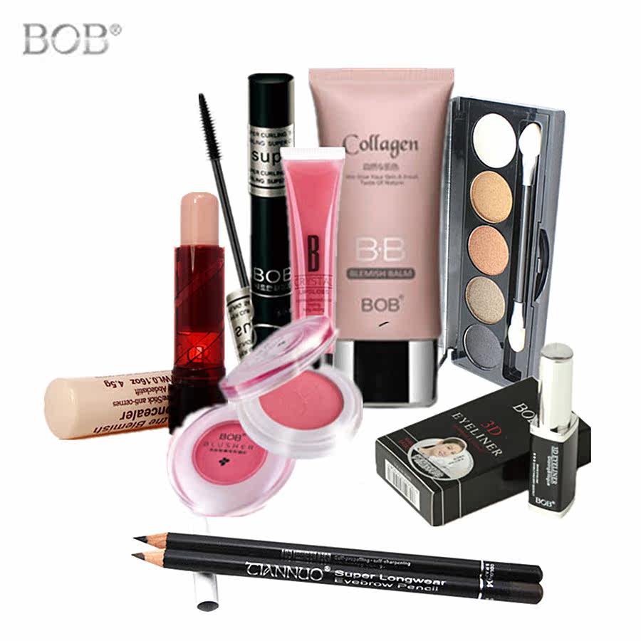 化妆品正品促销韩国BOB彩妆套装8件唇彩眼线液睫毛膏眼影腮红眉笔