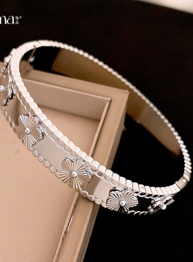 欧美跨境几何圆形花朵卡扣手镯