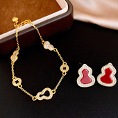 Chinese Stud Style New Enamel Gourd Earrings Elegant