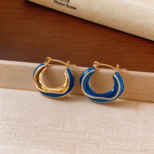 Hong Earrings Circle Cuffs Vintage Minimalist Kong Enamel