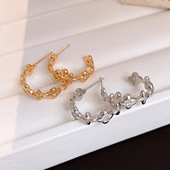 Gold Stud Zircon Star 18K Shape Flower Earrings