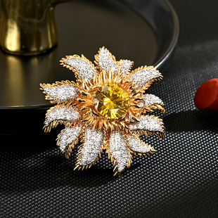Chic Luxury Lapel Pin Wholesale Sunflower Brooch