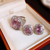 Oval Minimalist Studs Purple Zircon Vintage Luxury Earrings