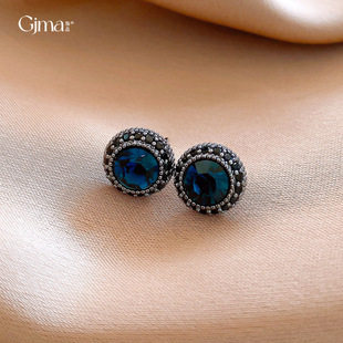 Geometric Zircon Earrings, Silver Stud Earrings for Women