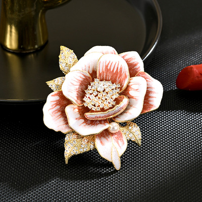 国风胸针别针高档渐变牡丹花胸花