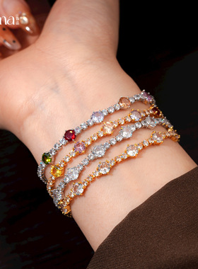 18k真金电镀彩色镶锆石圆形手链