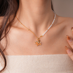 Chinese Horse Pendant, Zircon Zodiac Minimalist Necklace