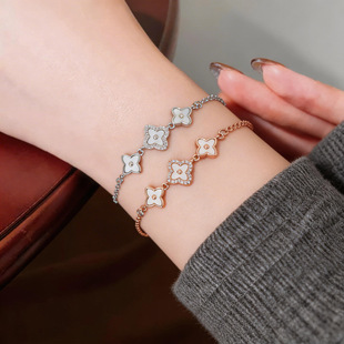 Zircon Bracelet Shell Bangle Minimalist Luxury Floral Korean