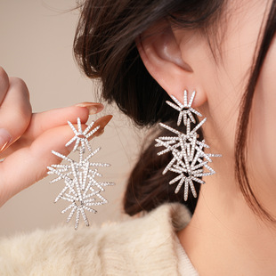 Zircon Firework Stud Earrings Chic Minimalist Women