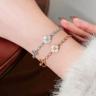 Minimalist Korean Bangle Floral Zircon Shell Bracelet