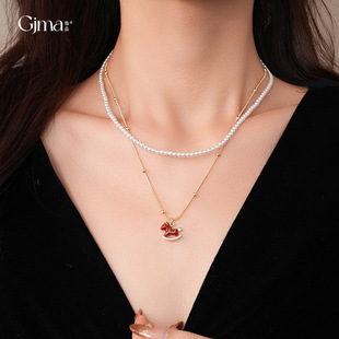 Zodiac Horse Necklace, 18K Gold Pearl Luxury Pendant