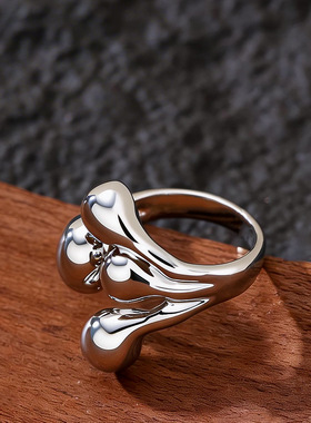 不规则几何线条可调节开口戒指