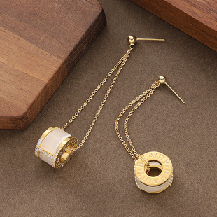 Monogram Fringe Earrings, Diamond Minimalist Luxury Studs