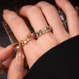 18K Gold Floral Ring, Diamond Vintage Statement Jewelry