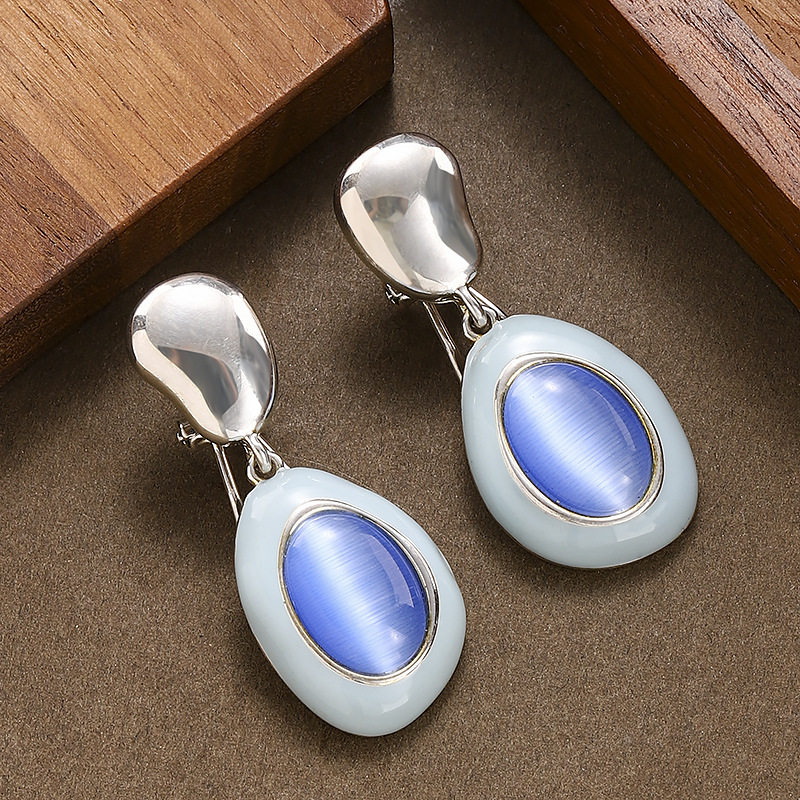 French Vintage Teardrop Drop Earrings Slim Face Women