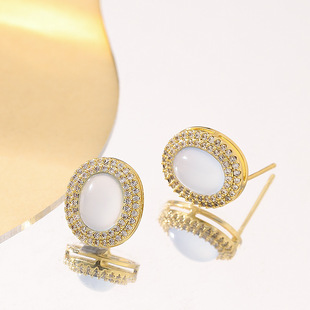 Luxury Jade Studs High Geometric Earrings Diamond