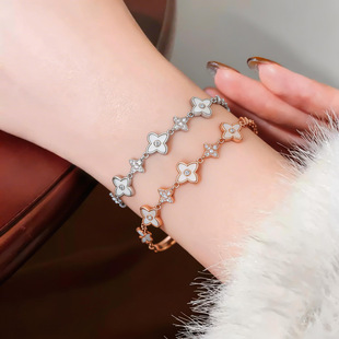 Diamond Bracelet Shell Bangle French Vintage Floral Zircon