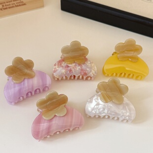 Flower Claw Clip, Mini Half Up Hair Accessory