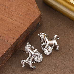 Horse Zodiac Stud Earrings Creative Statement Jewelry