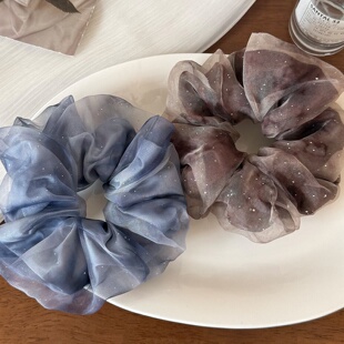 Mist Blue Starry Scrunchie Hair Tie Korean Style Accessory