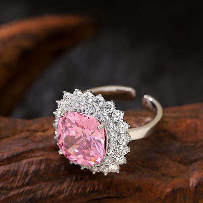 简约超闪大方钻可调节开口戒指