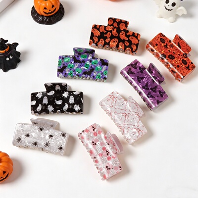 万圣节限定幽灵蜘蛛骷髅鲨鱼夹