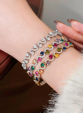 欧美跨境锆石圆形花边手链