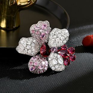 Brooch Blossom Korean Zircon Pin Spring Floral Peach