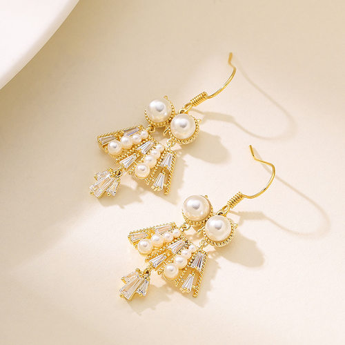 爆闪锆石珍珠流苏耳坠耳环