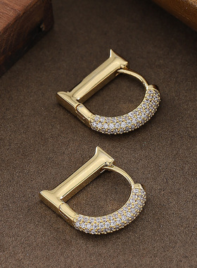 Letter D Ear Cuffs, Full Zircon Luxury Minimalist Earrings