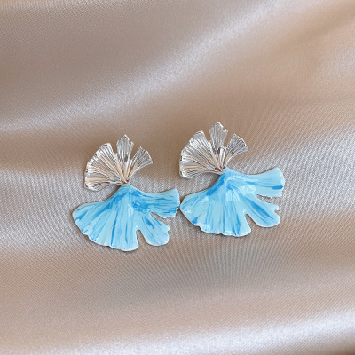 韩系个性滴油扇形耳环