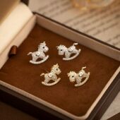 Horse Unique Studs Sparkling Literary Zircon Luxury Earrings