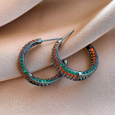 中古风锆石几何c形耳钉