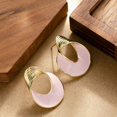 精致珐琅滴油不规则几何耳钉