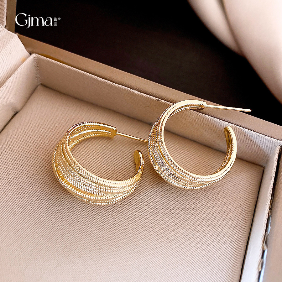 银针欧美跨境C形线圈几何耳环