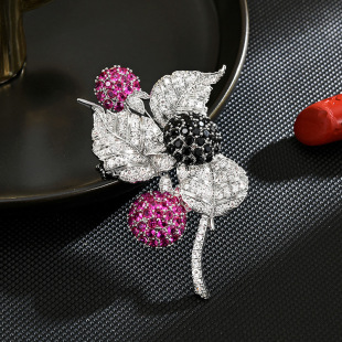 Berry Lapel Brooch Fruit Pin Sparkling Red