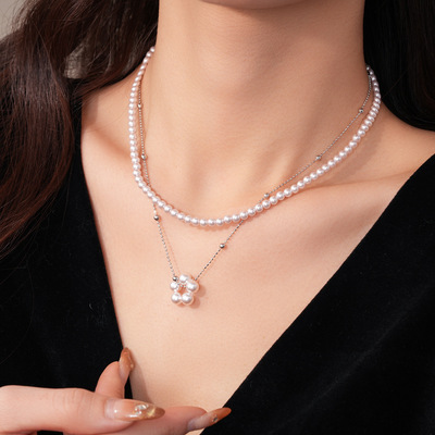 串珠可调节吊坠珍珠项链锁骨链