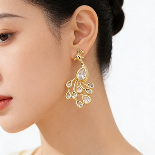 Chic Ethnic Studs Minimalist Zircon Peacock Earrings