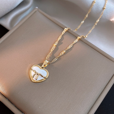 韩系简约贝母爱心项链