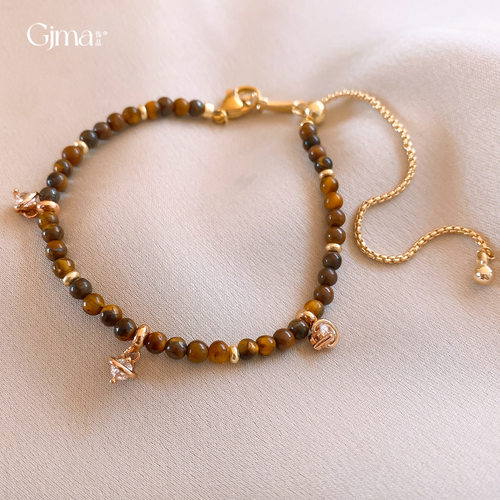 复古美拉德风虎眼石串珠手链